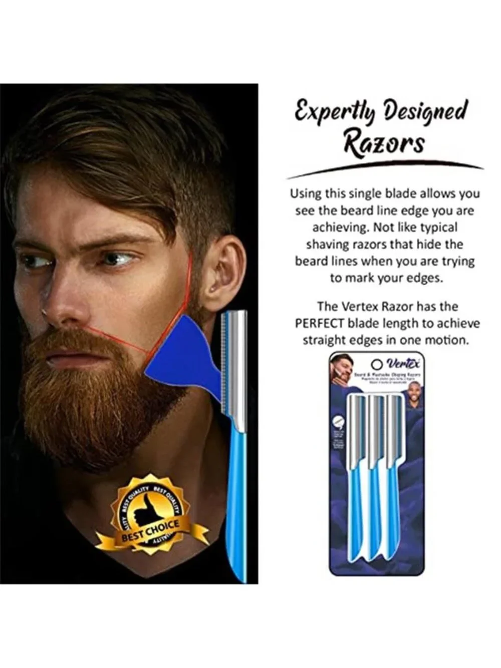 Beard Shaping Razor Tool Mustache Straight Edge Travel Razors Stainless Steel